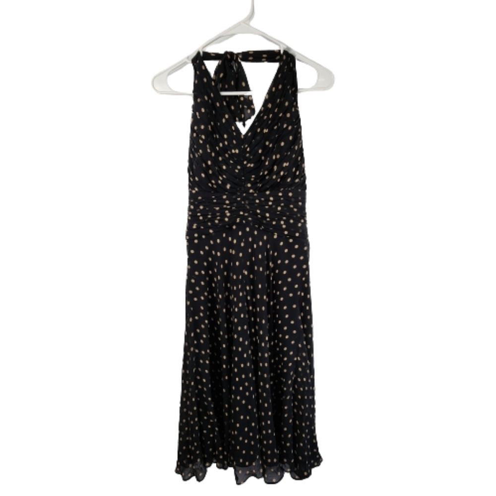 Jones New York Silk Chiffon Polka Dot Halter Dress Size 4